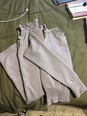 Jessica Simpson Lavender Gray Smocked Waist Jumpsuit